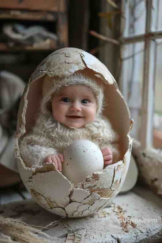 The Adorable Baby in the Eggshell: A Symbol of New Beginnings and Pure Innocence.hanh
