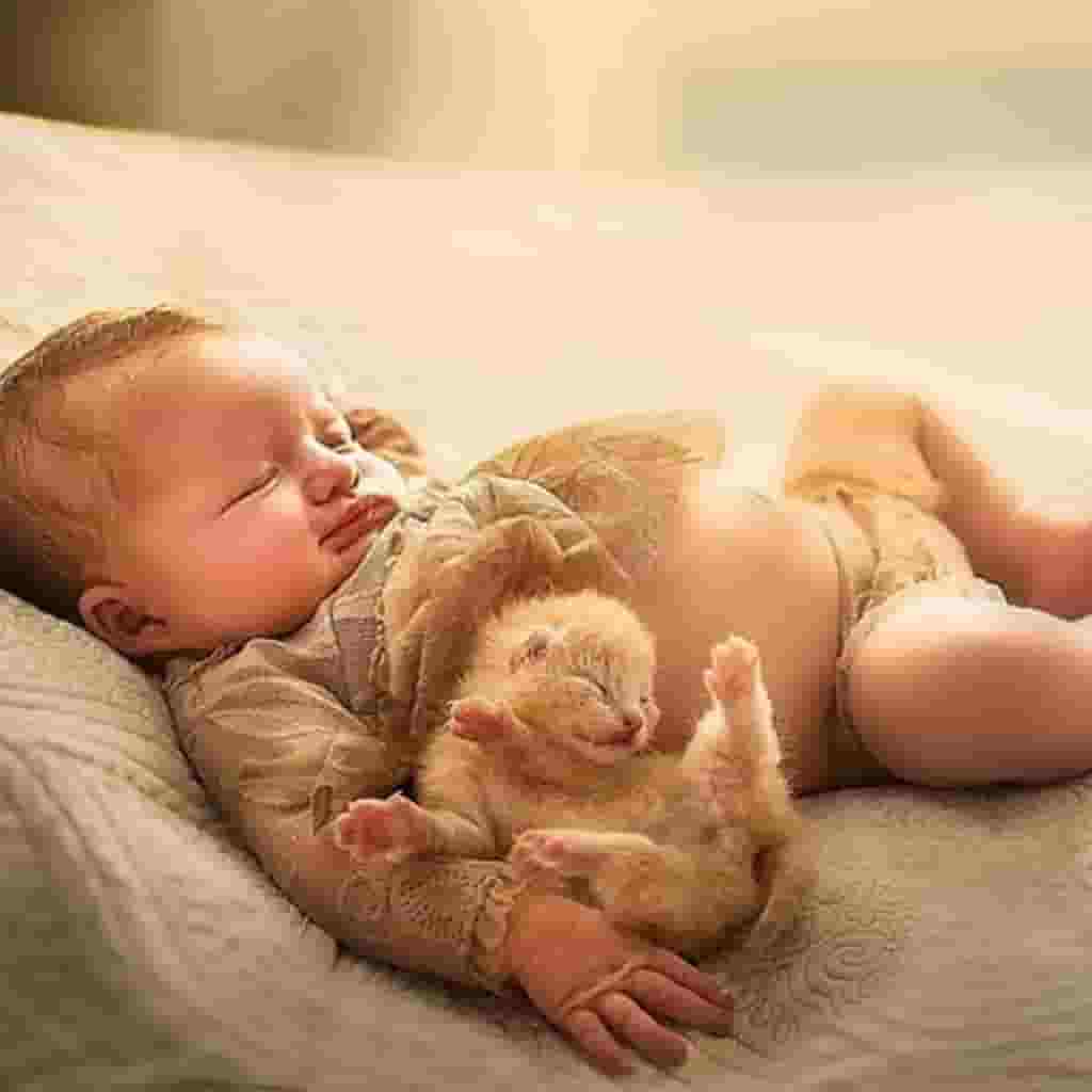 Captivating images of newborns cuddling adorable animals captured the hearts of the online community